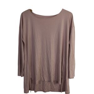 Eileen Fisher Womens Tencel Lyocell Side Slits Long Sleeve Shirt Top Pink Large